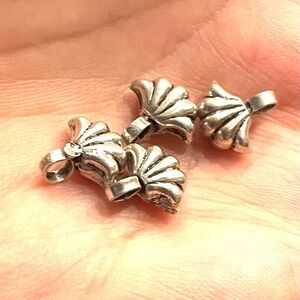 Sterling hanging floral or fan design beads 7pc